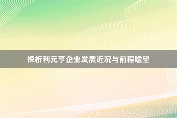 探析利元亨企业发展近况与前程瞻望